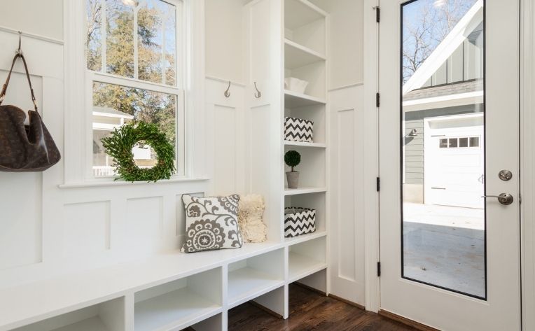 mudroom entryway storage area